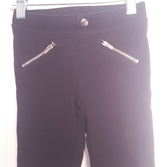 H&M Black Leggings with Faux Leather Panel Knees and Zippers - Picture 3 of 6